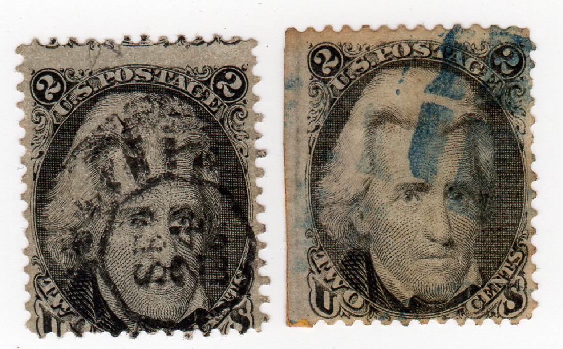 2 US 2 cents Andrew Jackson stamps (1 of 2)