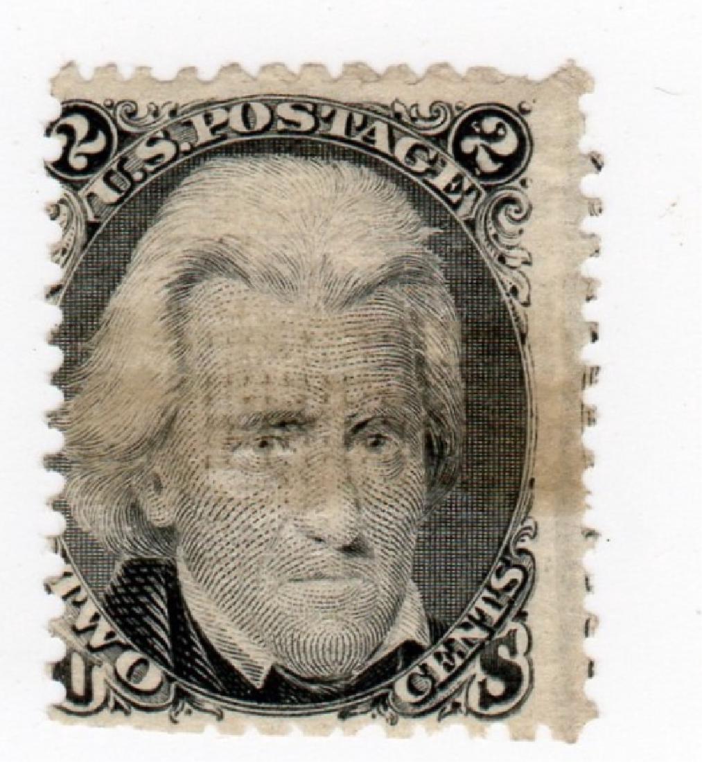 US 1867 2 cents Andrew Jackson E-Grill stamp (1 of 2)