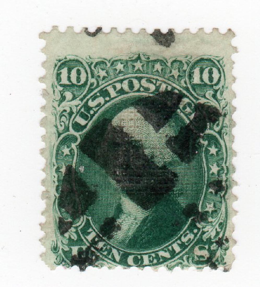 US 1867 10 cents Washington F-Grill stamp (1 of 2)