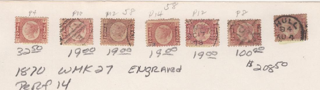 7 1870 Great Britain Queen Victoria 1/2d stamps (1 of 1)