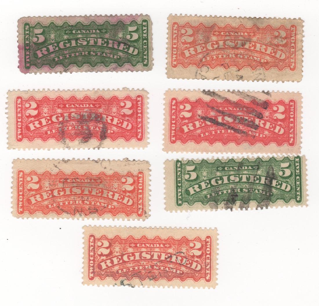7 1875-1892 Canada Registration stamps 5c 2c (1 of 1)