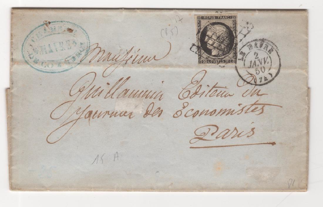 1850 Jan 2. France stamp cover folded letter (1 of 2)