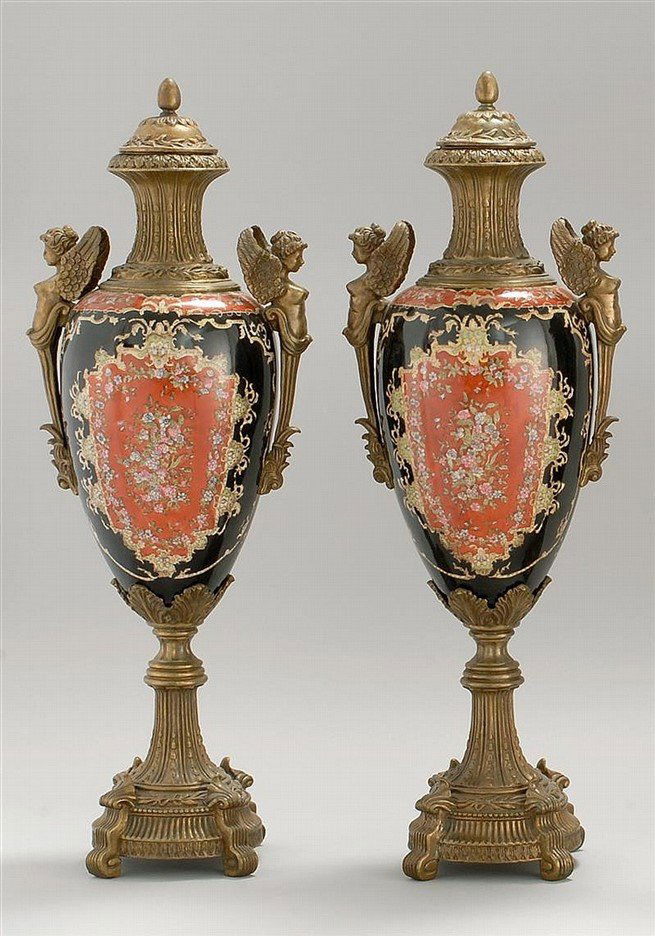 19th C. Pair of French Porcelain Urns (1 of 1)
