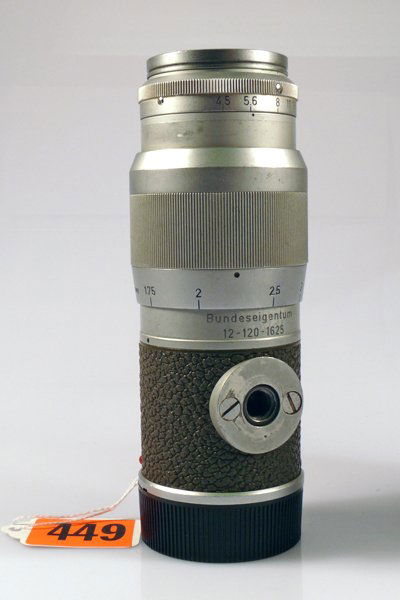 135mm Hektor f4,5 Nr. 12-200-1225 Bundes-Eigentum: An unusual lens made for the military Leica M1 and M3 cameras.