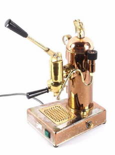 MID CENTURY RIVIERA EAGLE EXPRESSO CAPPUCCINO MACHINE: Please note that this lot has a low reserve. This is an original Mid Century Riviera Eagle Espresso Cappuccino Machine. This machine shows a solid copper, washed copper, and brass construction in over