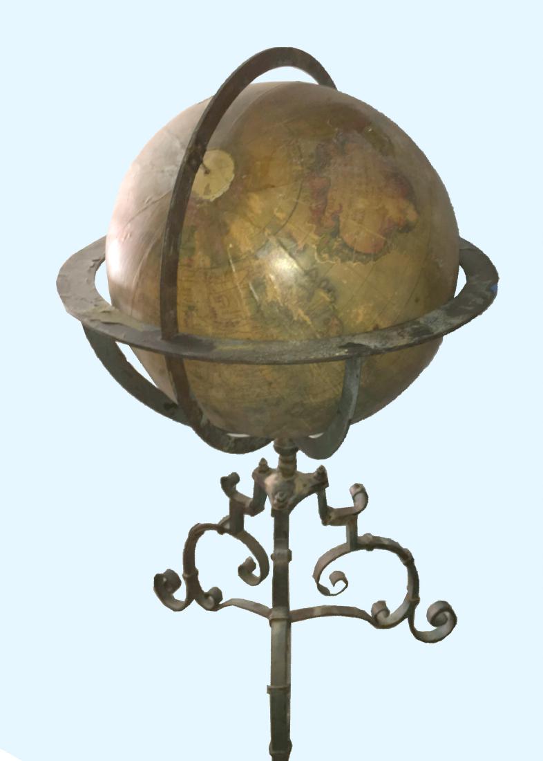 VINTAGE CIRCULAR GLOBE WITH VERY ORNATE IRON STAND (1 of 2)