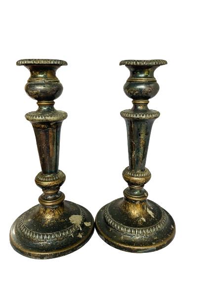 Pair of Antique Heavy Brass Candlesticks (1 of 5)