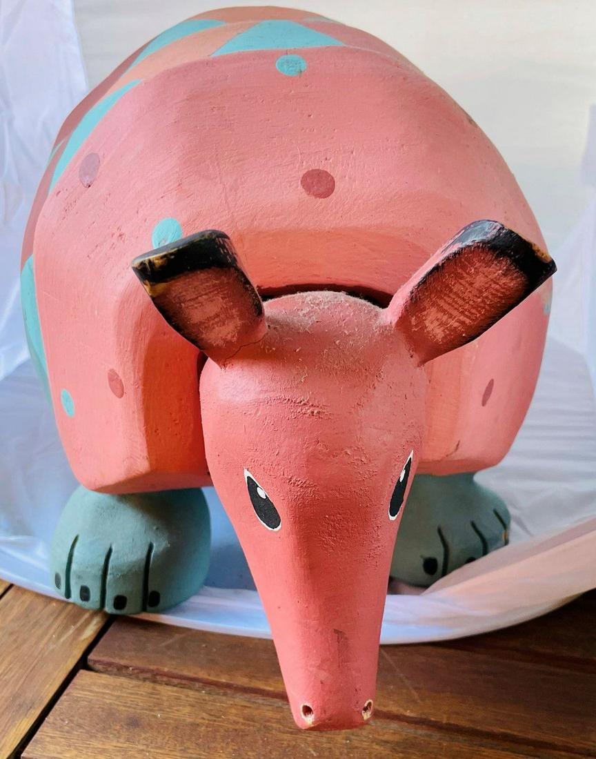 Signed Duane Alvarez Folk Art Ceramic Pig Sculpture (1 of 3)