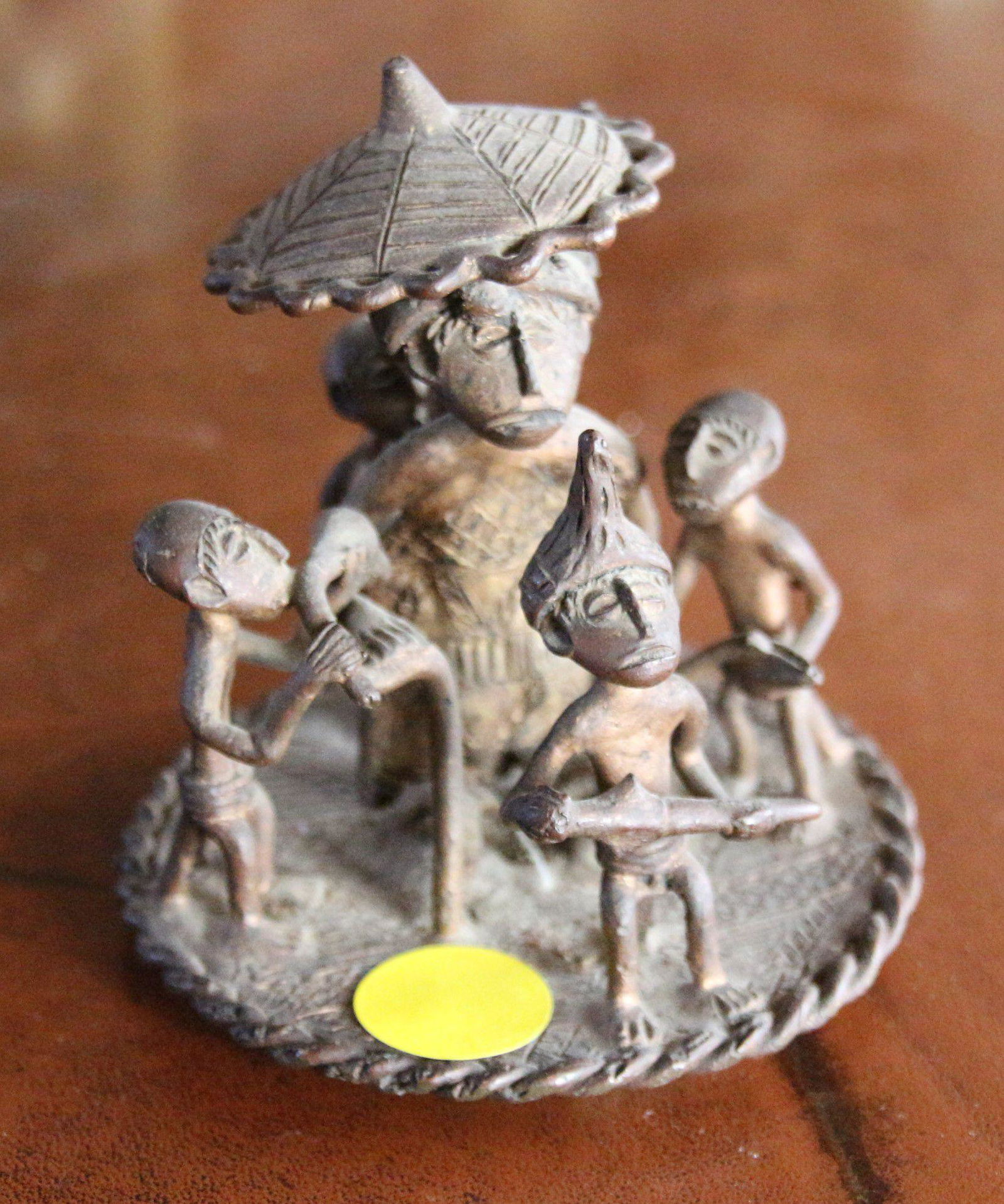 Antique Senegal Group of People Small Metal Statue (1 of 4)