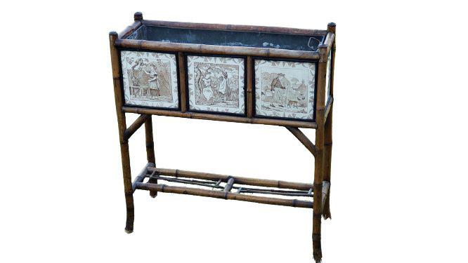 ORIGINAL BAMBOO JARDINIERE FROM 1870'S with ORIGINAL (1 of 8)