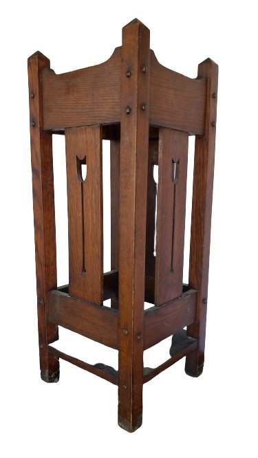 Antique Oak Mission "Arts & Crafts" Umbrella Holder (1 of 5)