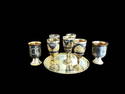 Soviet era Niello 7 vodka goblets and tray marked 875