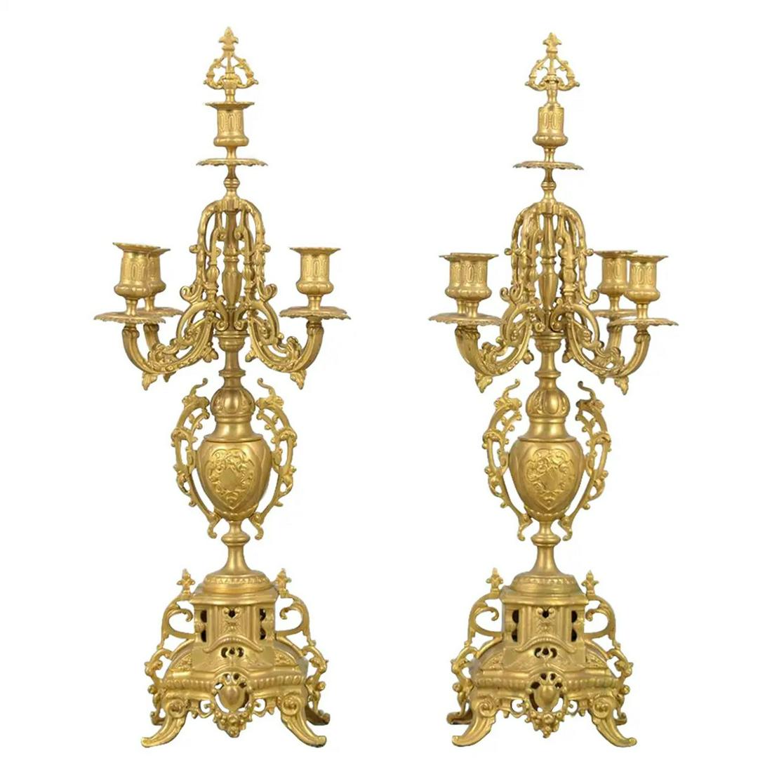Pair of French Antique Ormolu Candleholder (1 of 6)