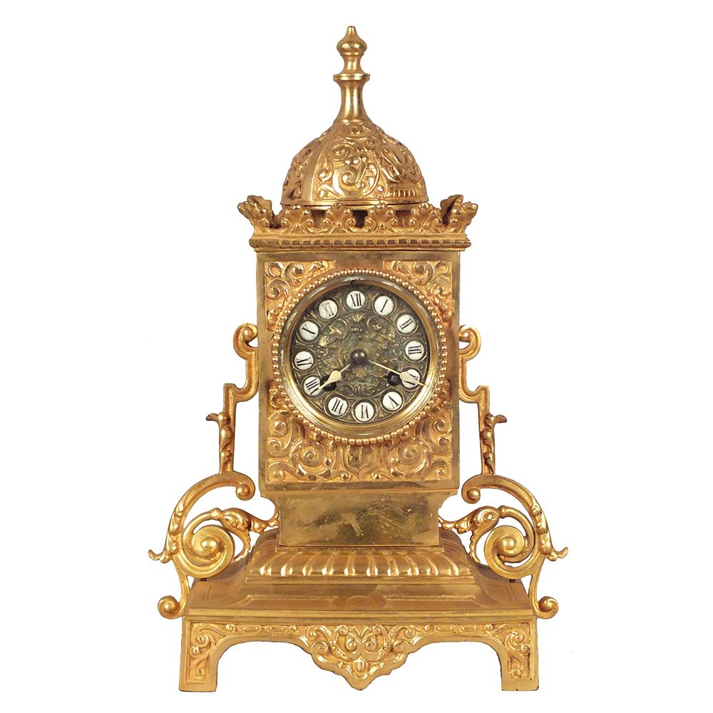 Antique French 19th Century  brass mantle clock (1 of 5)