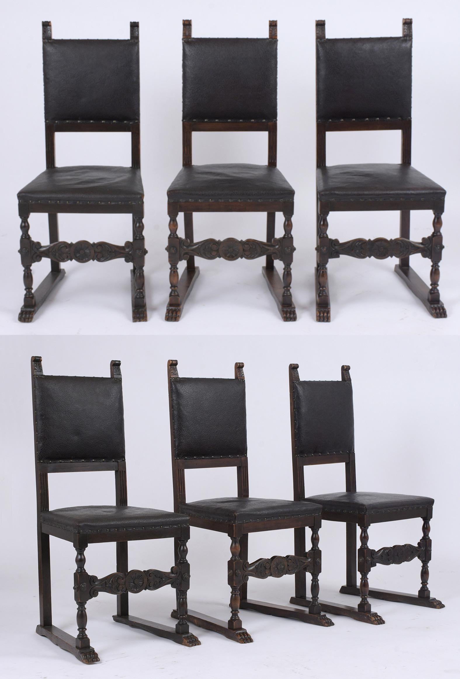 Six  19th Century Leather Dining Chairs (1 of 7)