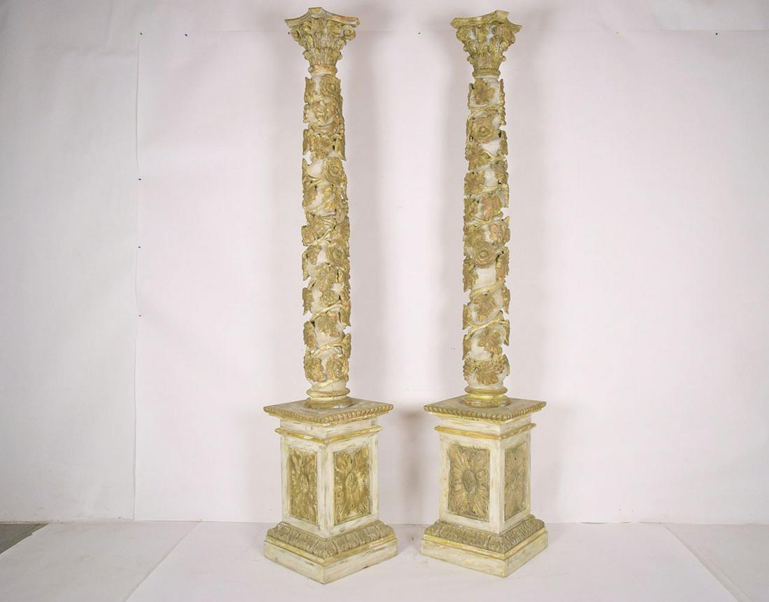 Pair of Carved Painted  Pedestals (1 of 7)