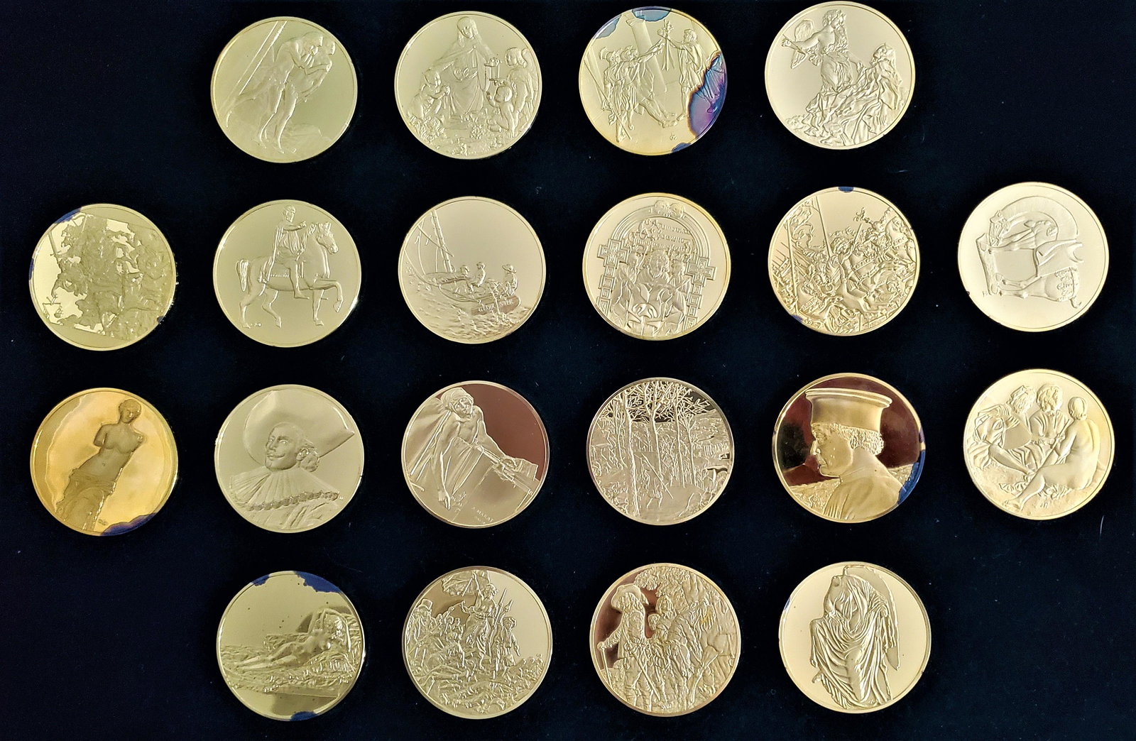 24k Gold Plated on Sterling Silver 56 Proof Medals, Franklin Mint - 100 Masterpieces 1973 (1 of 7)