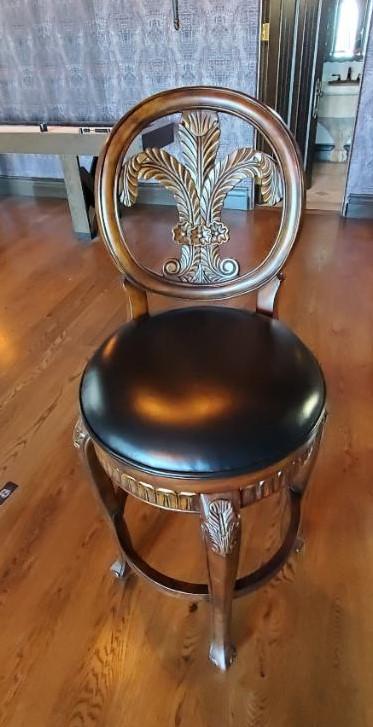 Lot of 5 Tall Bar Chairs with Swivel: In as new conditions. Each measures 69" H X 37" W X 34"D.For freight shipping our client wants to use only 2 companies they used in the past many times and they were very pleased with them. Otherwise 