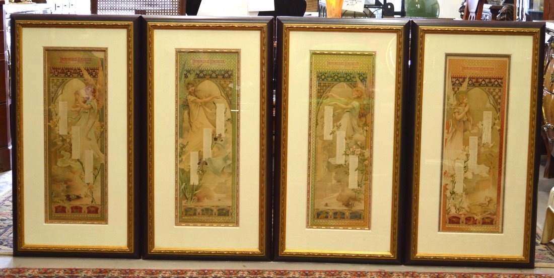 Set of 4 Framed Lithographs by Dubufe Plate Signed 1894 (1 of 8)