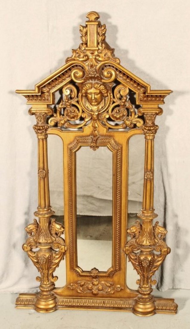 Gilt Shaped Wall Mirror. Openwork Frame with Bust! (1 of 2)