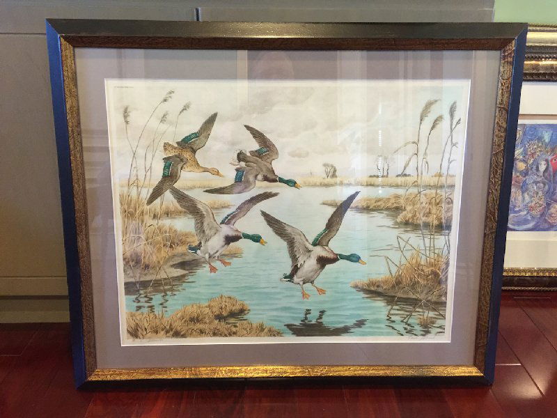 Framed lithograph by Paul Wood Hand Colored (1 of 4)