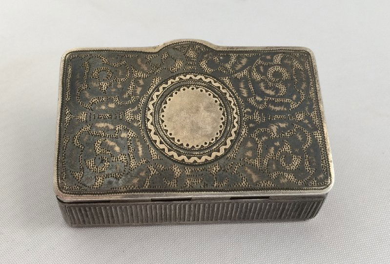 ANTIQUE IMPERIAL 84 SILVER NIELLO SNUFF BOX 1880 (1 of 6)