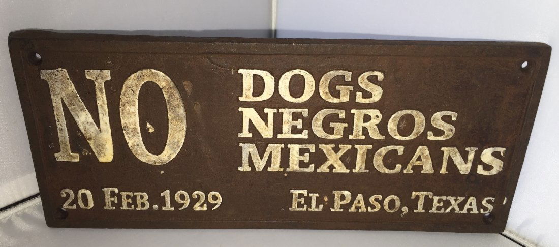 1929 El Paso Texas Collectable Signage No Dogs. (1 of 2)