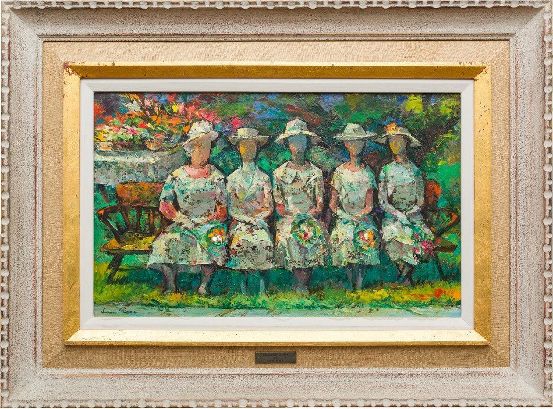Iver Rose Oil on Canvas Signed "Flower Jury" (American, (1 of 3)