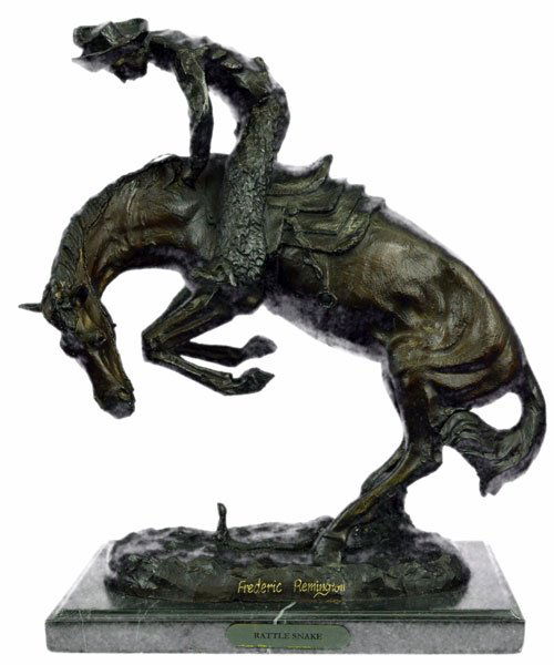 Remington Bronze Sculpture "Rattle Snake" Signed Statue (1 of 6)