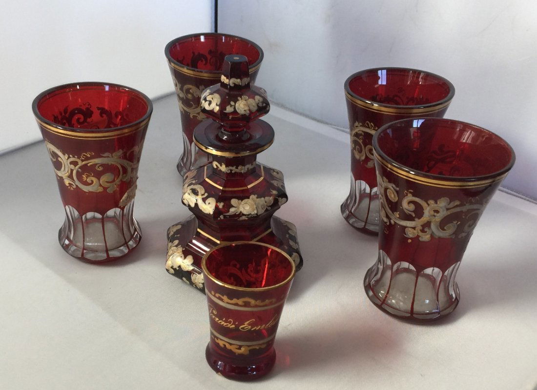 19th Century 6 piece lot of antique Moser gilded (1 of 8)