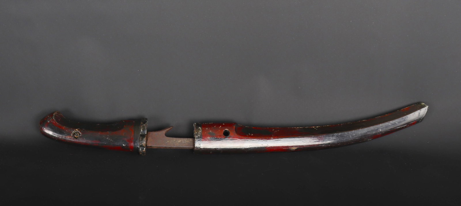 Japanese "HACHIWARA" Skull Breaker: Japanese Meiji or earlier Hachiware sword breaker or skull splitter with Shirasaya style scabbard. 21 1/4" L