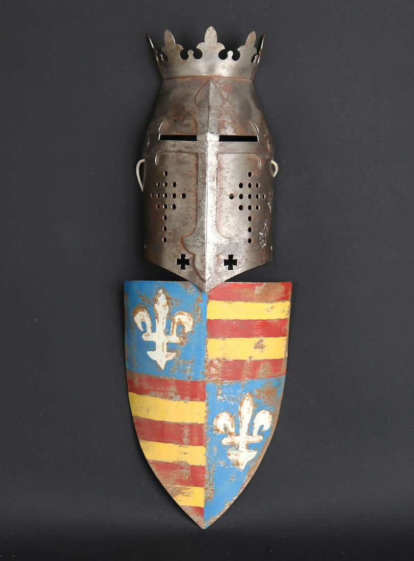 Great Helm & Shield Wall Plaque, 20th C. (1 of 4)