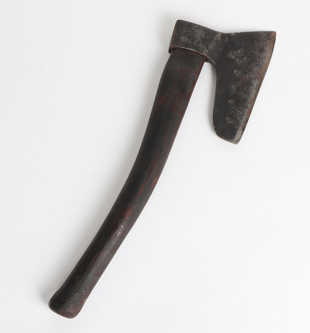 'Goosewing' Axe 7-Star, Circa 1800s: Goosewing Axe with embossed 7 star circa 1800s. Measures 19" L, blade edge is 7" L - Axe head loose to shaft