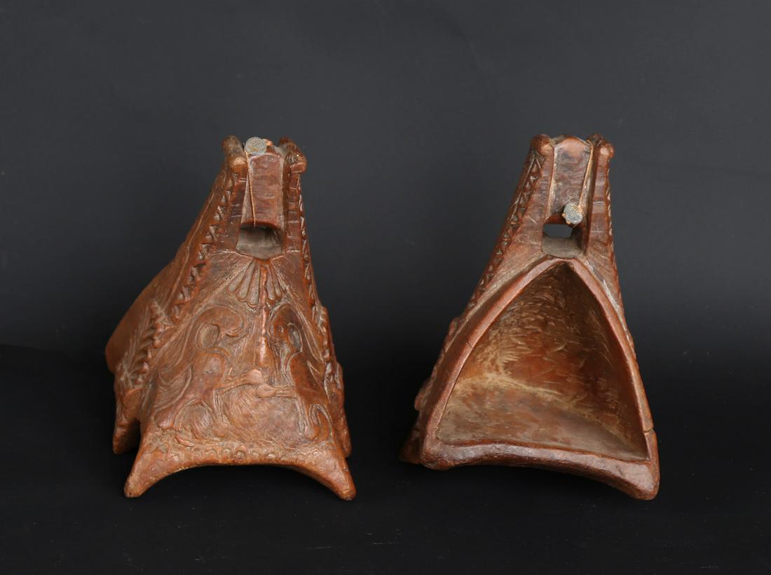 Fine Pair of Peruvian Wood Horse Stirrups (1 of 5)