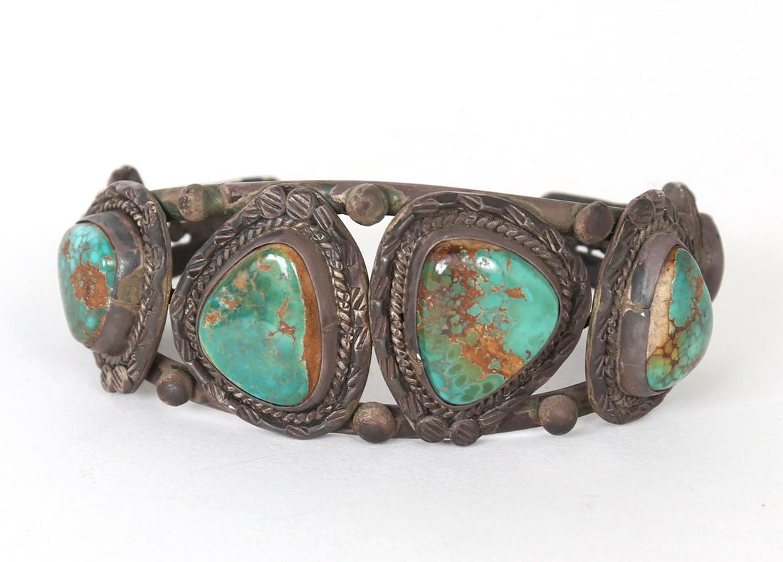 J.M. Begay Navajo Turquoise Silver Bracelet (1 of 5)