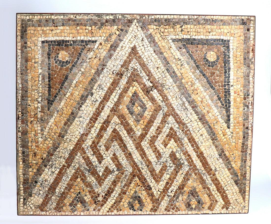Ancient Geometric Patterned Goodluck Roman Mosaic, 3rd-4th century (1 of 4)