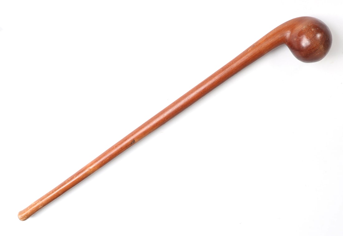 Zulu Hardwood Knobkerrie Club: Hardwood Knobkerrie club with a smooth wood shaft and heavy ball end. Zulu knobkerrie is a short wooden club with a heavy knob at one end. It was traditionally used as a weapon by the Zulu and other S