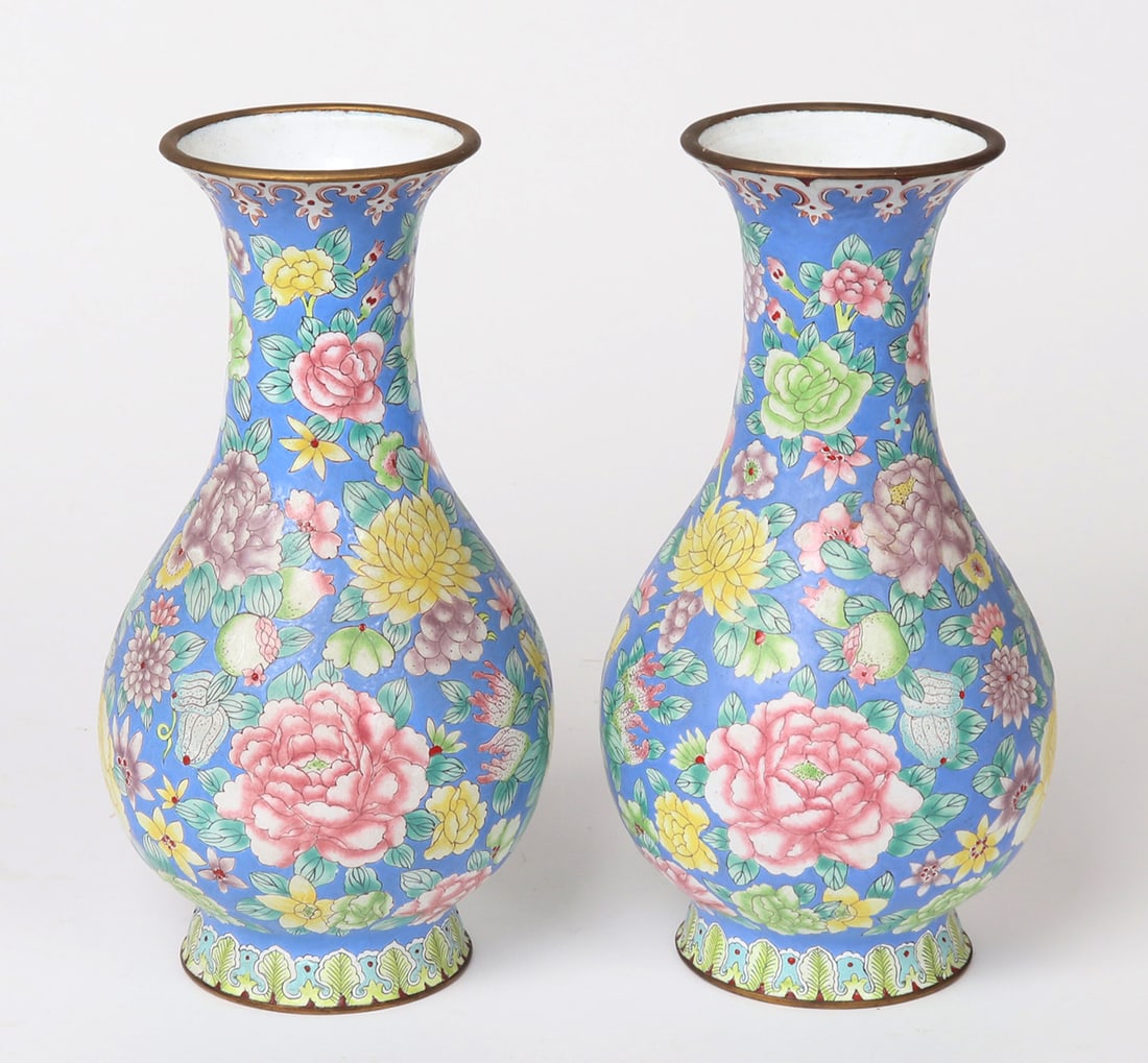 Pair of Canton Enamel Chinese Vases (1 of 5)