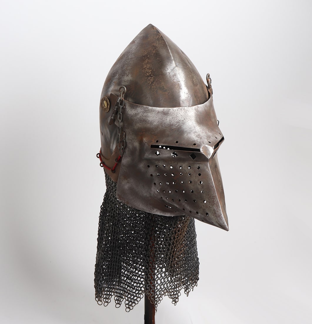 'Hounskull' Bascinet Helm w/Aventail, 14th C. Style (1 of 7)