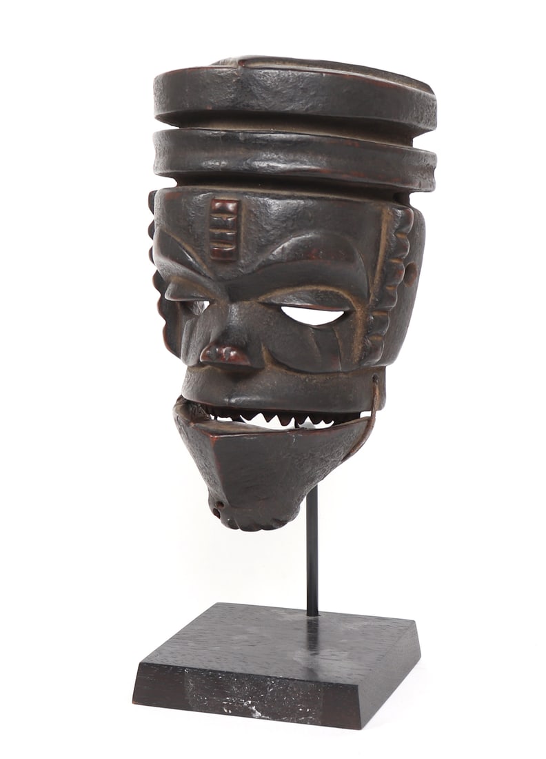 African Wood Ogoni (Idiok) Hinged Jaw Mask (1 of 10)