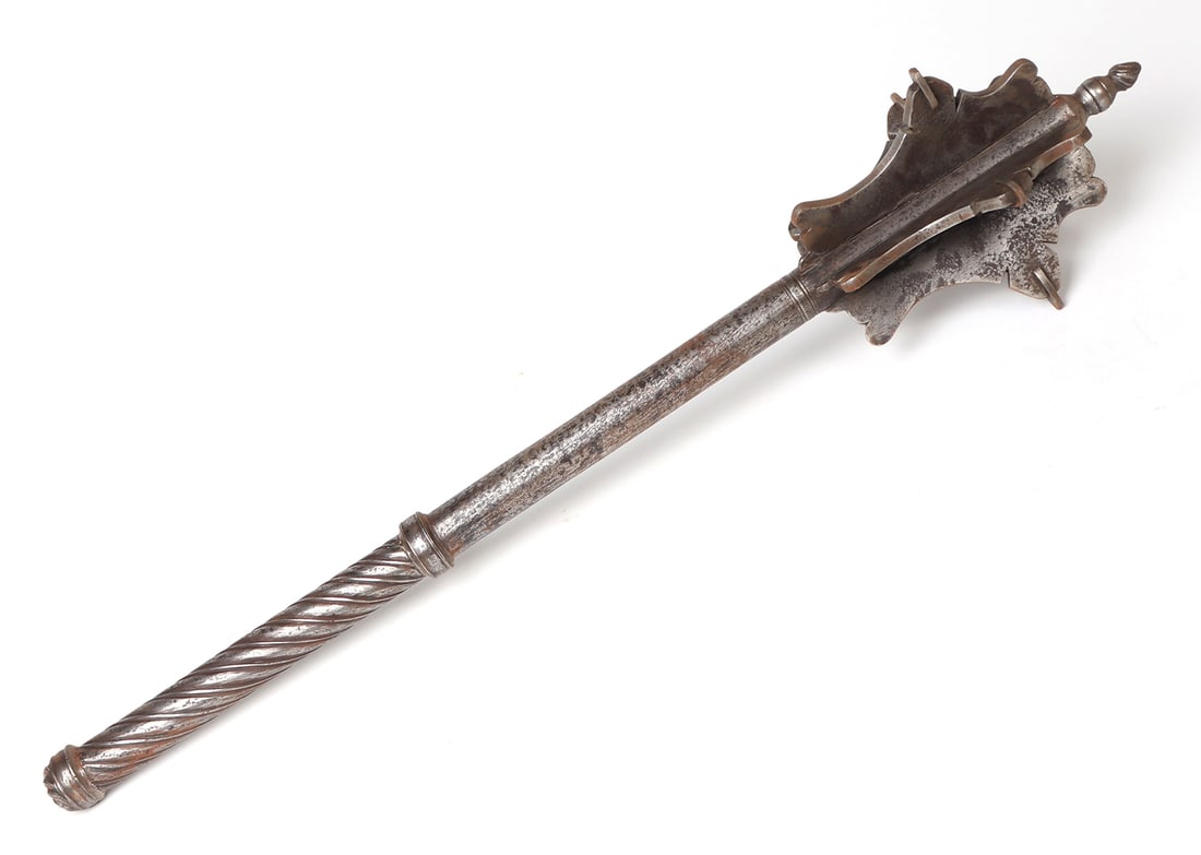Heavy Medieval Flanged Steel Mace, 15th c. style (1 of 7)