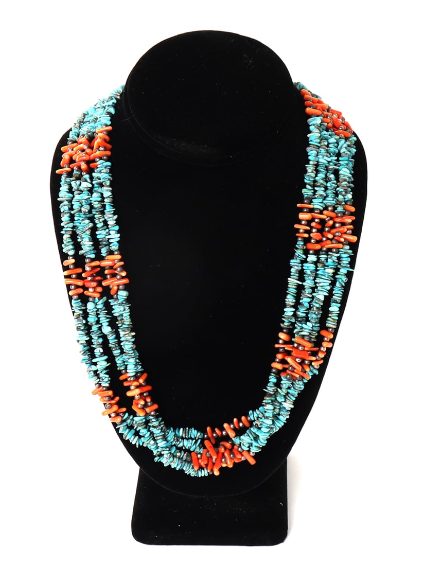 Layered Turquoise and Spiny Lobster Beaded Necklace (1 of 5)
