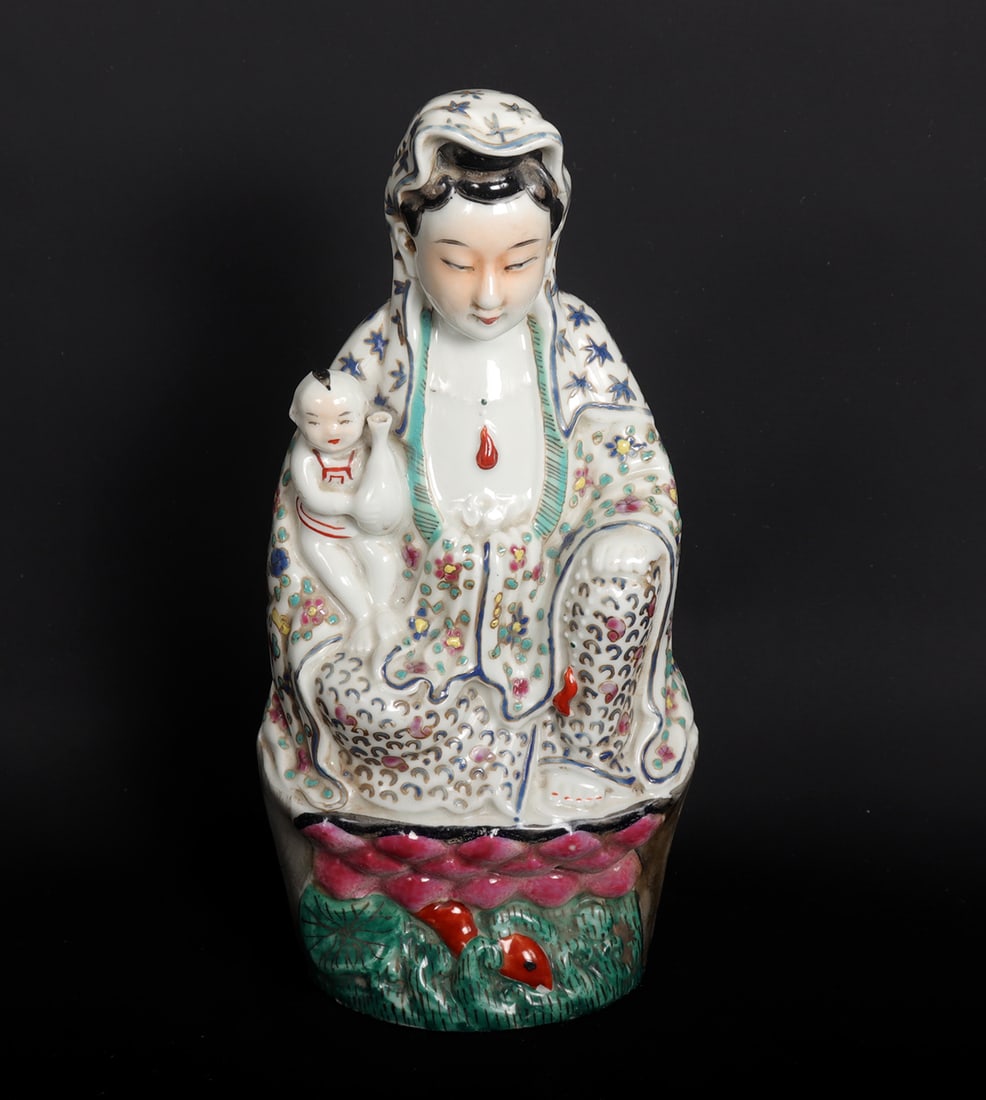 Republic Period Chinese Porcelain Figure of Immortal Guanyin (1 of 8)
