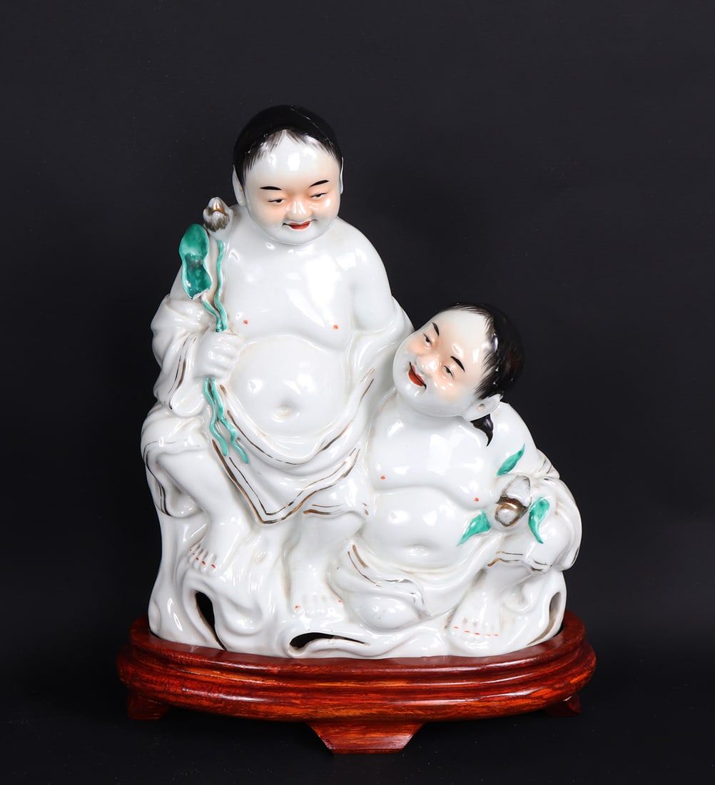 Two Immortal Boys Figural Porcelain (1 of 9)