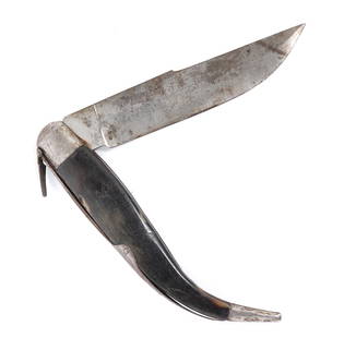 Large Spanish Navaja Folding Knife: Large Spanish Navaja folding knife made popular as a Spanish pirate and maritime use weapon. Likey 19th century. Size 16 1/2" L, blade 7"