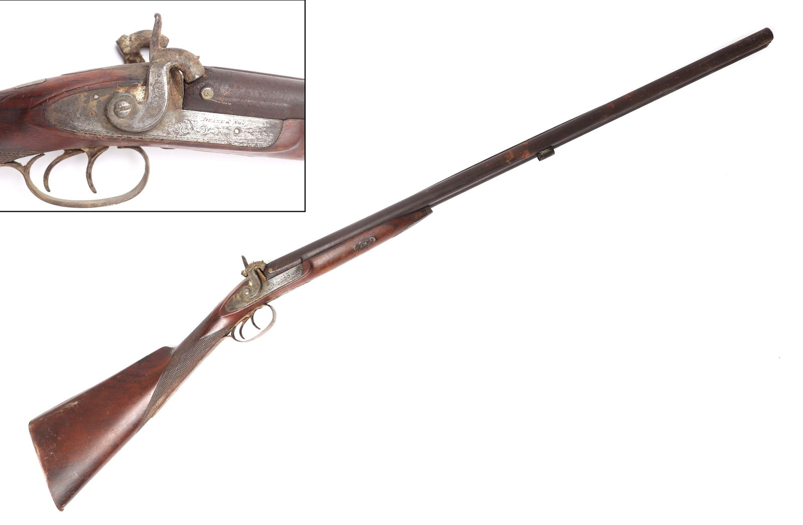Old Double Barrel Signed Percussion Shotgun, pre-1898 (1 of 11)