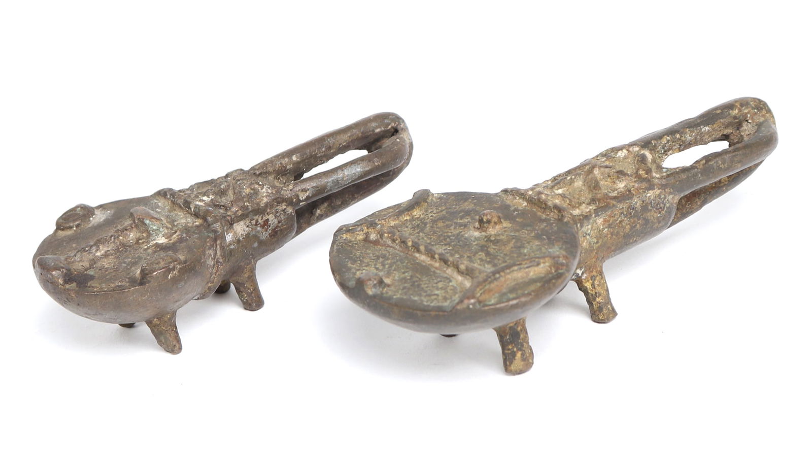 Two Partial Gilt African "Ofo" Ritual Gongs, Igbo Peoples 19th-20th c. (1 of 5)