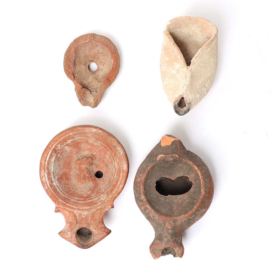 Group of Four Roman Oil Lamps (1 of 9)