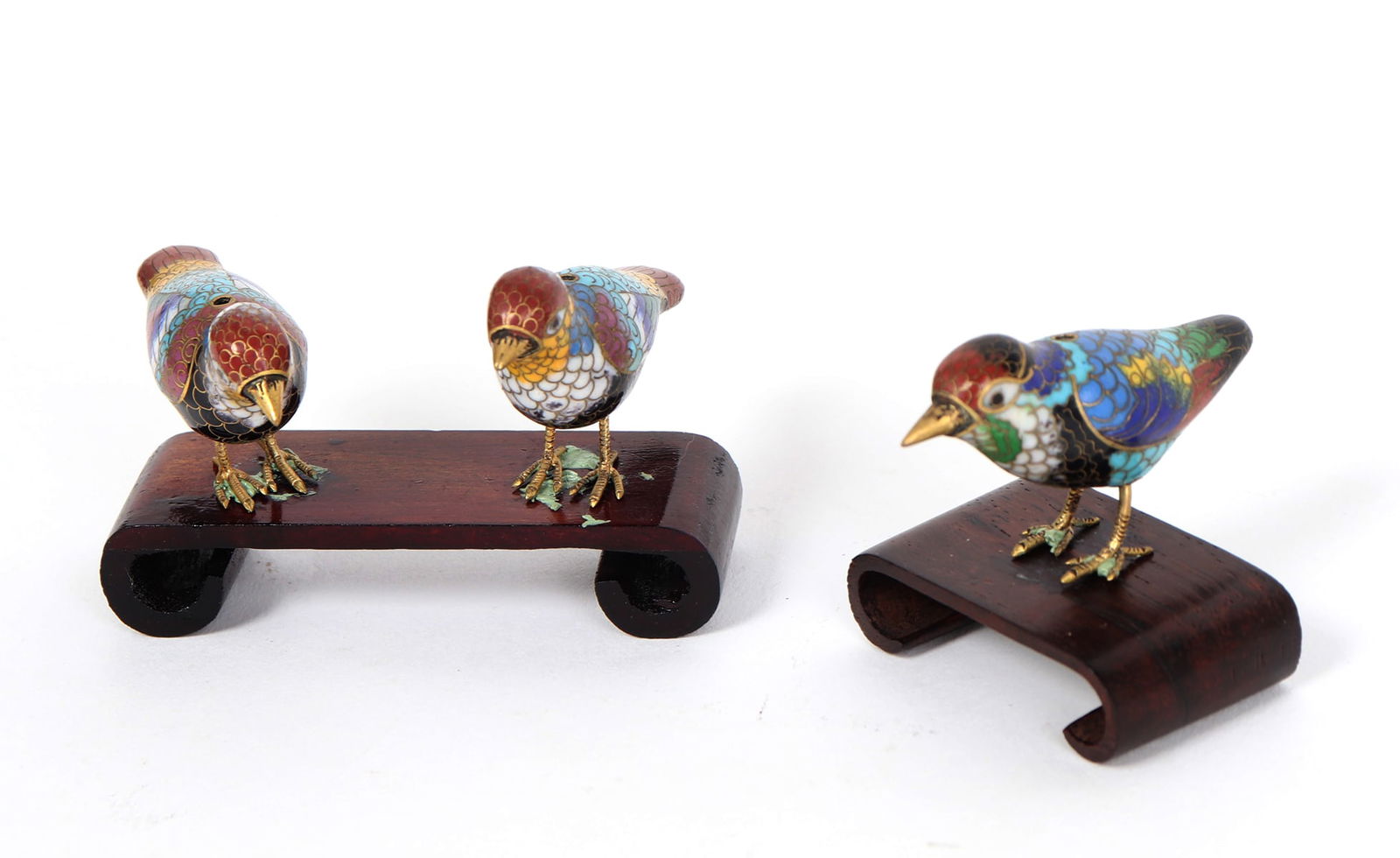 Miniature Chinese Cloisonne Birds (1 of 4)