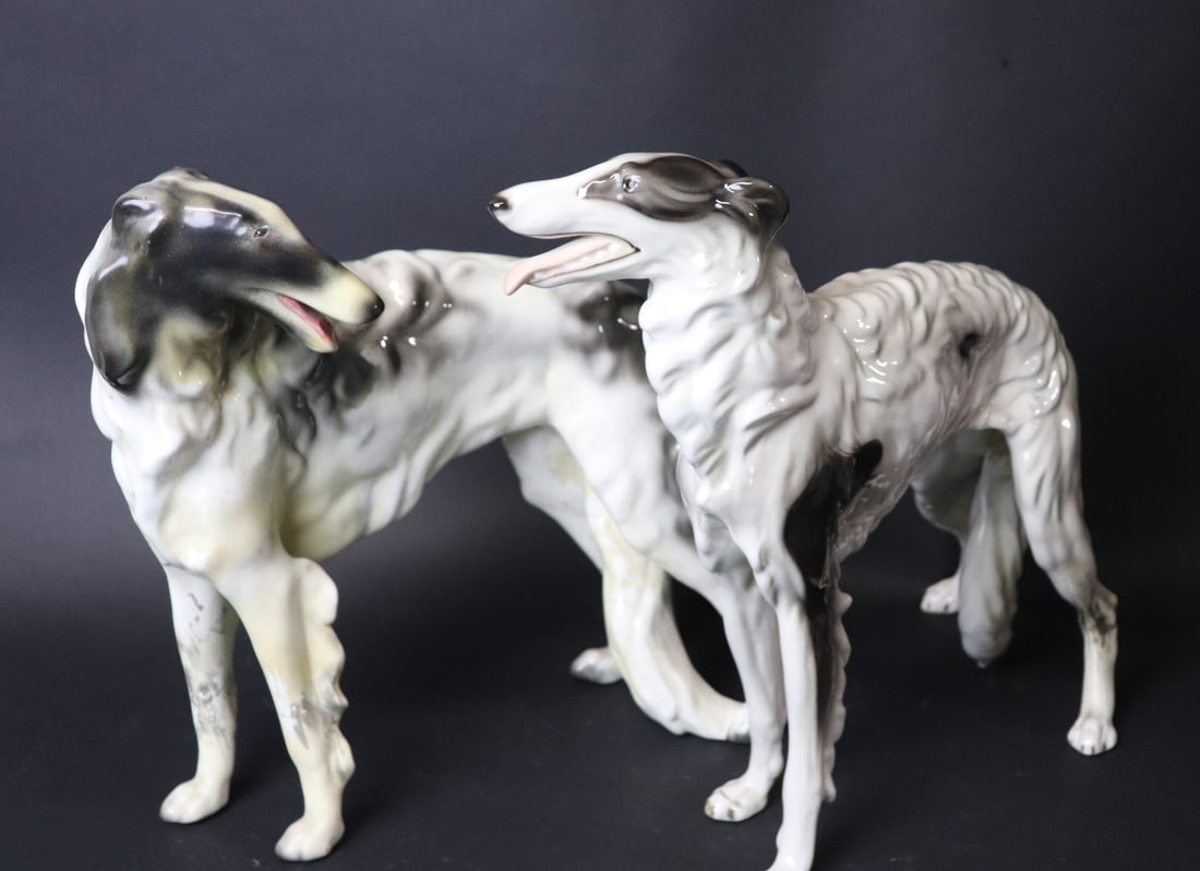Pair of Porcelain Russian Greyhounds (1 of 6)